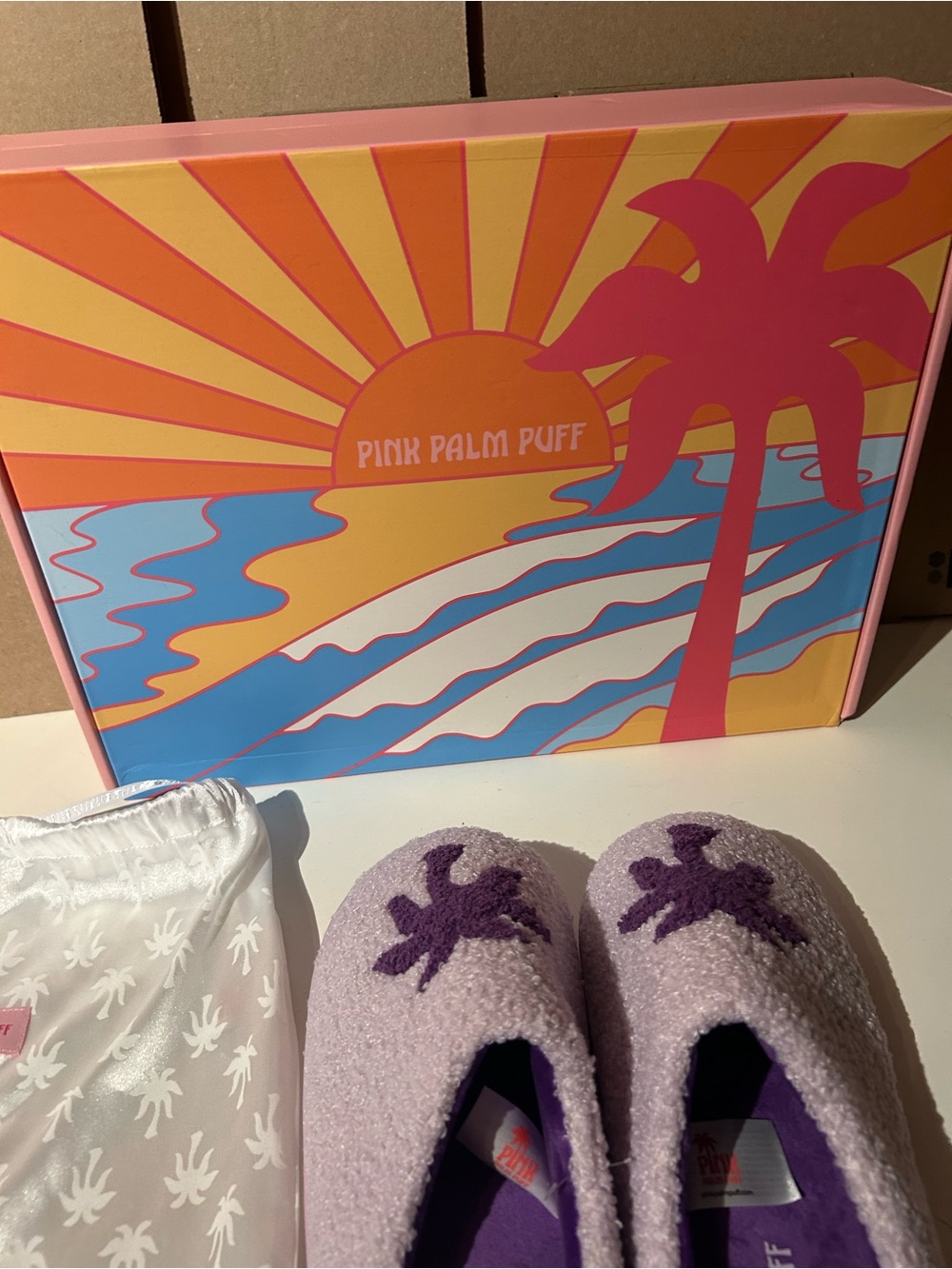 Pink Palm Puff Malibu Slippers in Twilight - Picture 8 of 8